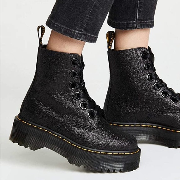 Dr Marten Molly Glitter Combat Boots 